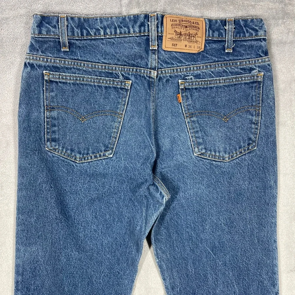 Vtg 90's Levis 517 Jeans 36x38(34x37) USA Orange Tab Bell Bottom Flare Upcycled